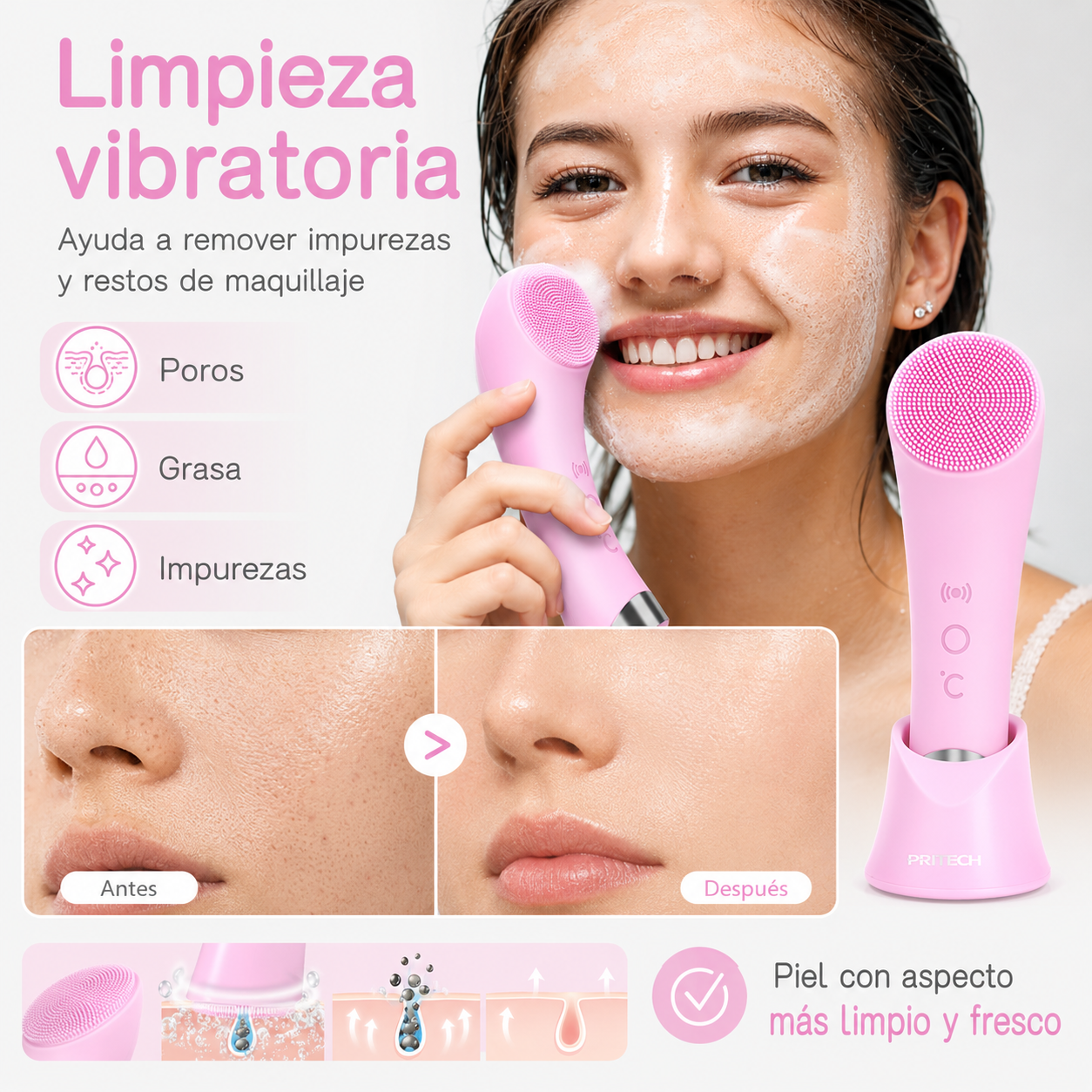 Dispositivo de Limpieza Sónica con Masaje Térmico | Idra Ritual